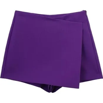 Dámské kraťasy Dámské asymetrické vintage kraťasy s vysokým pasem a bočním zipem Elegantní krátké šortky retro střihu na léto i volný čas fialová M