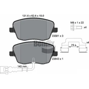 Brzdová destička Sada brzdových destiček, kotoučová brzda BENDIX Braking BPD2014