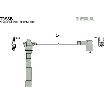 Zapalovací kabel Sada kabelů pro zapalování TESLA T998B