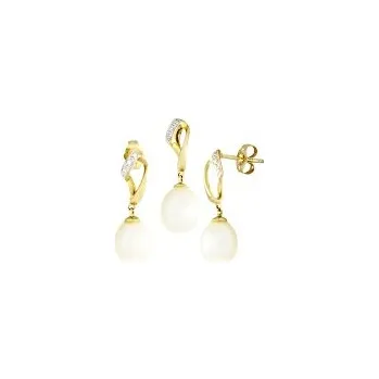 Souprava šperků Souprava žluté zlato Perla bílá s brilianty