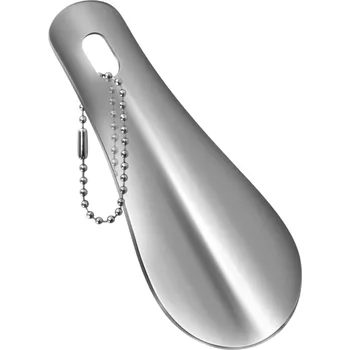 Dámská běžecká obuv Malá kovová lžíce na boty 10 cm z nerezové oceli s řetízkem na klíče Kompaktní obouvací pomůcka na cesty Mini kovová lžička do kapsy na klíče stříbrná