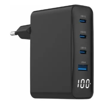 Gembird Univerzální nabíječka 100W GaN 1xUSB-A 3xUSB-C rychlé nabíjení LCD černá