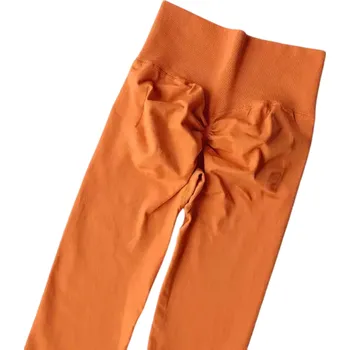 Dámské legíny Dámské bezešvé push-up legíny s vysokým pasem Vysoce elastické sportovní legíny na cvičení Fitness Jóga Běh Posilovna Pohodlný střih oranžová S