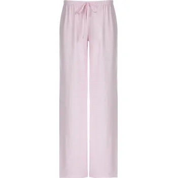 Dámské kalhoty Dámské ležérní pruhované volné kalhoty se šněrováním Pohodlné plátěné kalhoty s elastickým pasem Prodyšné kalhoty na jaro a léto růžová M