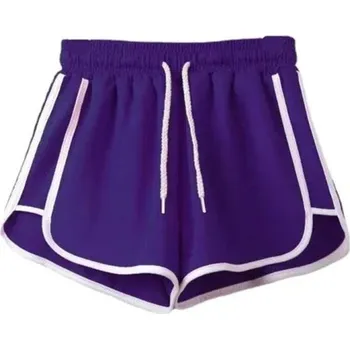 Dámské oblečení Dámské elastické volnočasové kraťasy Rychleschnoucí lehké šortky se stahovací šňůrkou Pohodlný volný střih Letní sportovní kraťasy fialová L