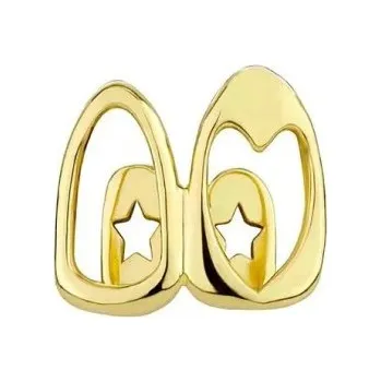 Zubní nit Halloween grillz zubní čepice ve tvaru srdce Dva zuby Dutý design Hip hop šperk Zlato-stříbrná barva Pro ženy i muže Originální dekorace zlatá