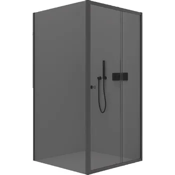 CERANO Sprchový kout Varone L/P černá matná, grafitové sklo 100x80 cm posuvný CER-429577