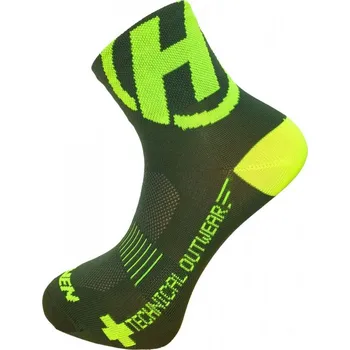Pánské ponožky HAVEN Cyklistické ponožky klasické - LITE SILVER NEO - zelená/žlutá 34-36
