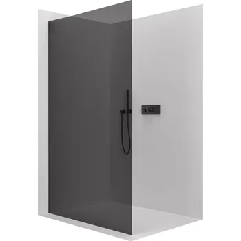 CERANO - Sprchová zástěna Walk-in Crystal L/P - 10 mm - bezvzpěrový systém - černá matná, grafitové sklo - 120x200 cm