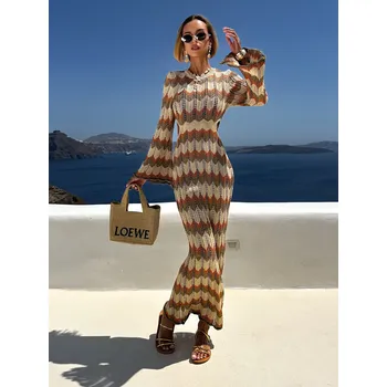 Dámské šaty Zlaté dlouhé třpytivé šaty GARRYN s průstřihy Velikost: ONESIZE