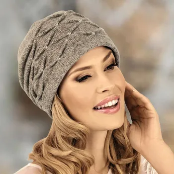 Čepice Krumlovanka Dámská zimní čepice 100% vlna W-0199/284M béžová