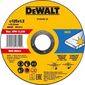 Řezný kotouč DeWALT DT42340Z-QZ - Kotouč řezný pr. 125 x 1.2 x 22.23mm na kov, nerez Thin Cut INOX