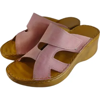 Dámské pantofle 3061 - kožené nazouváky na klínku ve více barvách 41