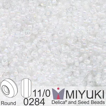 Korálek Korálky Miyuki Round 11/0. Barva 0284 White Lined Crystal AB. Balení 5g.