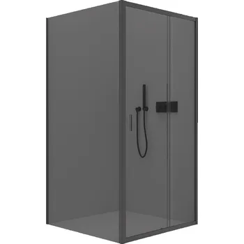 CERANO Sprchový kout Varone LINE L/P černá mat, grafitové sklo 120x70 posuvný