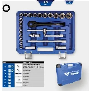 Gola hlavice Brilliant Tools BT022025 Souprava nástrčných klíčů 1/2", 25dílná