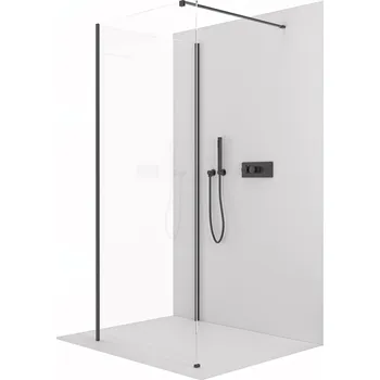 CERANO - Sprchová zástěna Walk-in Onyx Corner Cube L/P - 8 mm - hranatá vzpěra - černá matná, transparentní sklo - 120x80x200 cm