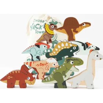 Dřevěná hračka Le Toy Van Skládací věž Dinosauři