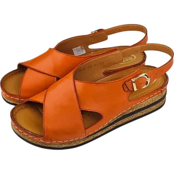 Dámské sandále S 1616 - 020 zdravotní kožené sandály s podporami kleneb nožních; barva oranžová 39