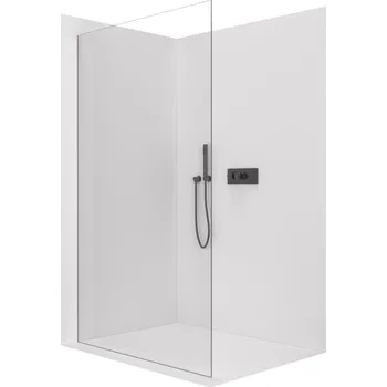 CERANO - Sprchová zástěna Walk-in Crystal L/P - 10 mm - bezvzpěrový systém - černá matná, transparentní sklo - 140x200 cm