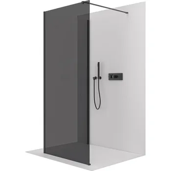 CERANO - Sprchová zástěna Walk-in Onyx Corner Cube L/P - 8 mm - hranatá vzpěra - černá matná, grafitové sklo - 70x50x200 cm
