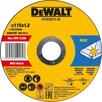 Řezný kotouč DeWALT DT42335TZ-QZ - Kotouč řezný pr. 115 x 1,2 mm na kov, nerez (Inox) (balení 10 ks)