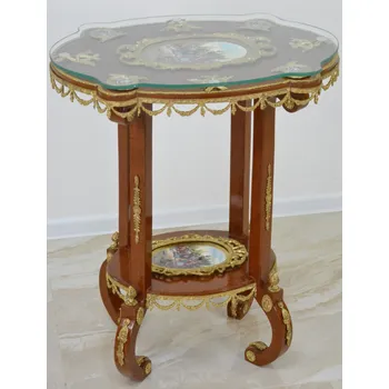 Konzolový stolek Zámecký stoleček s porcelánem zdobený bronzem