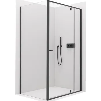 CERANO - Sprchový kout Santini L/P - 6 mm - černá matná, transparentní sklo - 100x100x195 cm - pivotový
