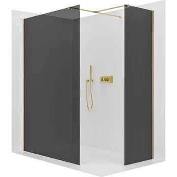 CERANO - Sprchová zástěna Walk-in Onyx T L/P - 8 mm - hranatá vzpěra - zlatá kartáčovaná, grafitové sklo - 30x30x200 cm