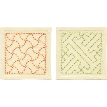 Vyšívací vzor Sashiko startovací sada 10 x 10 cm BUNDOU-TSUNAGI a SAYAGATA, režná, sartor.cz