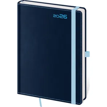 Kancelářské potřeby Týdenní diář 2026 Helma B6 - Double Blue s poutkem