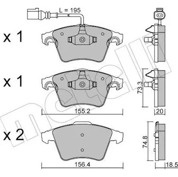Brzdová destička Sada brzdových destiček, kotoučová brzda METELLI 22-0552-0