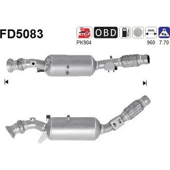 Filtr pevných částic Filtr sazových částic, výfukový systém AS FD5083