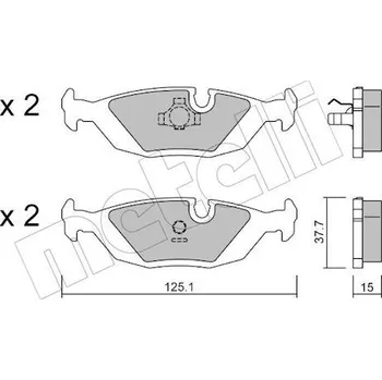 Brzdová destička Sada brzdových destiček, kotoučová brzda METELLI 22-0070-0