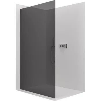 CERANO - Sprchová zástěna Walk-in Crystal L/P - 10 mm - bezvzpěrový systém - chrom, grafitové sklo - 100x200 cm