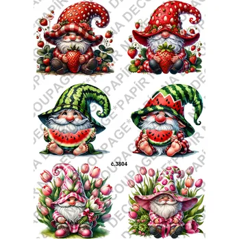 Umělecký papír Rýžový a soft papír na decoupage - Skřítek letní - KB03804 Materiál: Soft, Rozměr: A4