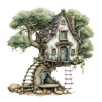 Samolepící dekorace Vinylová samolepka - chaloupka na stromě III (8,0 cm)