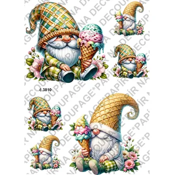 Umělecký papír Rýžový a soft papír na decoupage - Skřítek letní - KB03810 Materiál: Soft, Rozměr: A4