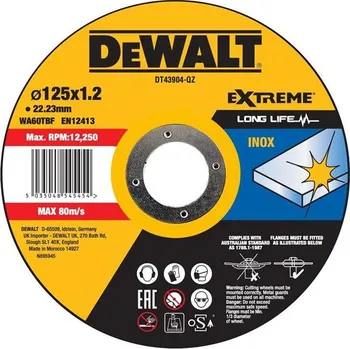 Řezný kotouč DeWALT DT43904-QZ - Kotouč řezný pr. 125 x 1,2 x 22,2 mm na kov, nerez, inox EXTREME