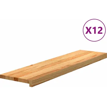 Nášlap na schod vidaXL Nášlapy na schody 12 ks světle hnědé 100x30x2 cm masivní dub [3282986] Barva: světle hnědá