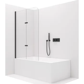 CERANO Vanová zástěna 2-křídlová Vasca černá matná, transp.sklo 120x140cm CER-413507