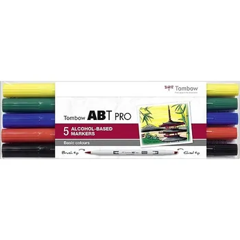 TOMBOW ABT PRO Basic colours oboustranné - sada 5 ks