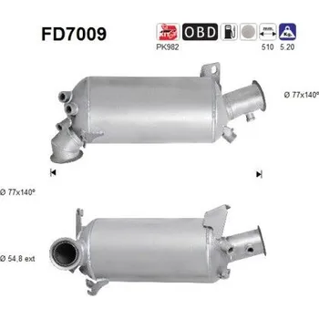Filtr pevných částic Filtr sazových částic, výfukový systém AS FD7009