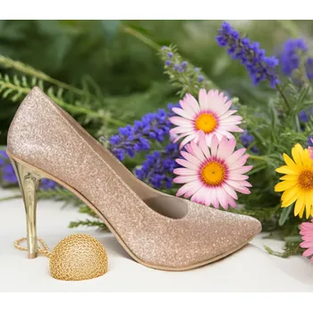 Dámské lodičky Třpytivé svatební lodičky se zlatým podpatkem - tmavě zlaté Velikost obuvi: 34