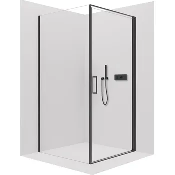 CERANO - Sprchový kout Porte L/P - 8 mm - černá matná, transparentní sklo - 100x80x195 cm - otočný