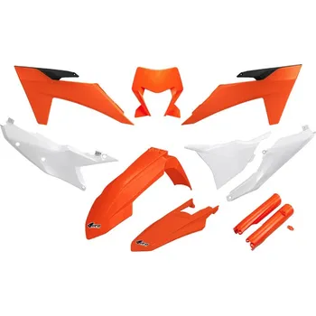 UFO kompletní sada plastů (FULL KIT) s kryty tlumičů KTM EXC 150 / 250 / 300 TBI 24-25, EXC-F 250 / 350 / 450 / 500 24-25 barva oranžová bílá (UFO kompletní sada plastů (FULL KIT) s kryty tlumičů KTM EXC 150 / 250 / 300 TBI 24-25, EXC-F 250 / 350 / 450 /)