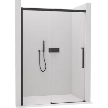 CERANO - Sprchové posuvné dveře Lantono L/P - 8 mm - Soft-Close - černá matná, transparentní sklo - 160x195 cm