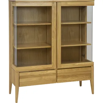 Knihovna Prosklená vitrína RETRO nízká dub