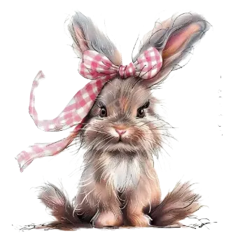 Nášivka Nažehlovací obrázek - králíček s mašlí (7,0 x 8,0 cm)