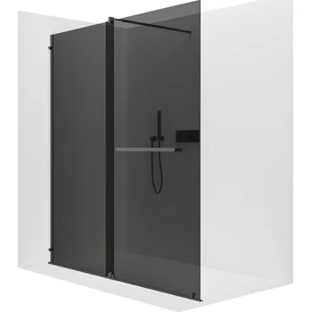 CERANO - Sprchová zástěna Walk-in Medin L/P - 8 mm - černá matná, grafitové sklo - 140x195 cm - dvoudílná posuvná